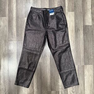 NWT OLD NAVY Brown/Purple Sparkle OG STRAIGHT High Rise Pant (8)